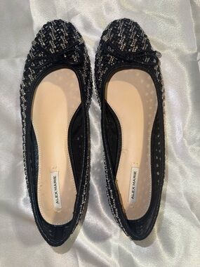 Alex Marie Black Sequin Bow Ballet Flats